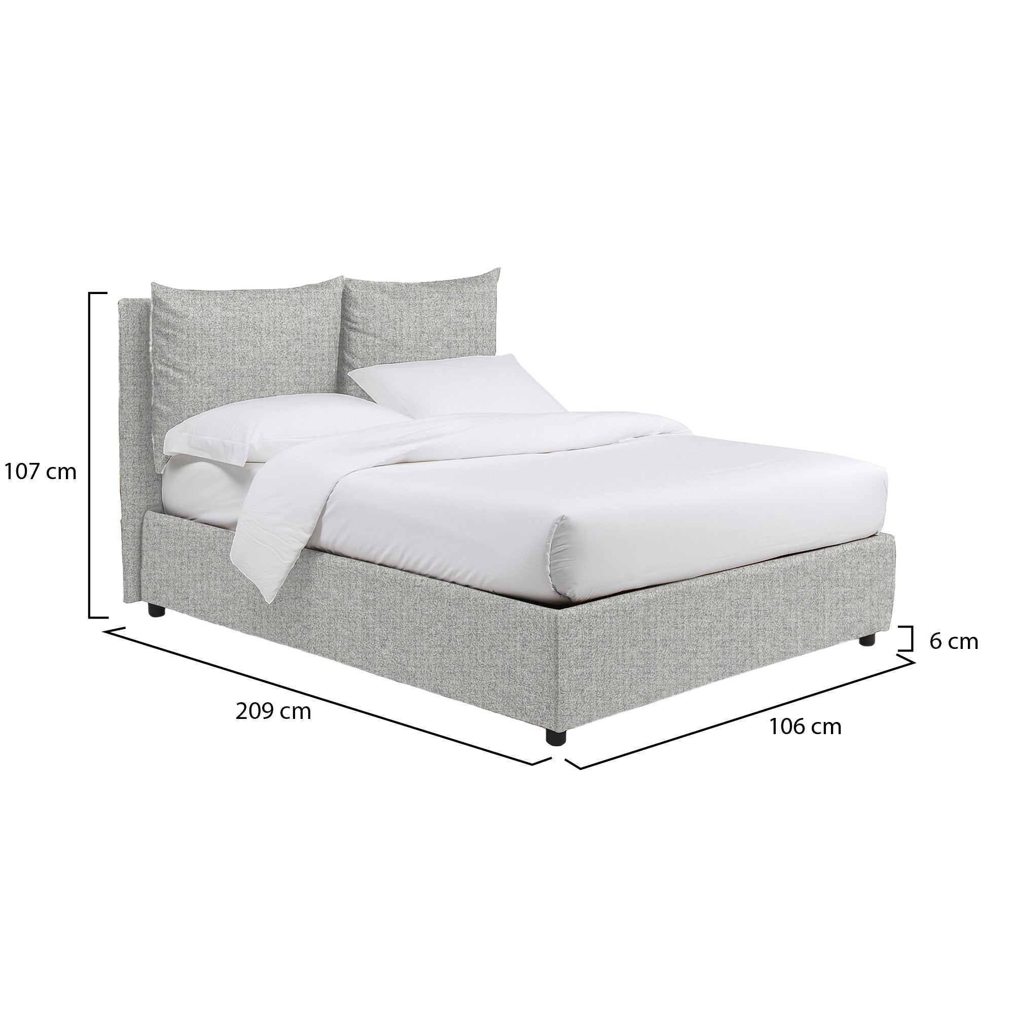 Todmorden, Letto Singolo Sfoderabile Made in Italy, Grigio Chiaro