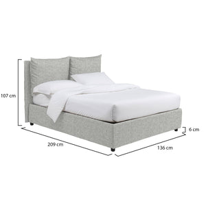 Newton, Letto Piazza e Mezza Sfoderabile Made in Italy, Grigio Chiaro