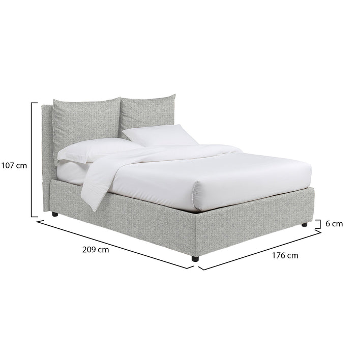 Liskeard, Letto Matrimoniale Sfoderabile Made in Italy, Grigio Chiaro