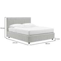 Basildon, Letto Matrimoniale Sfoderabile Made in Italy, Grigio Chiaro