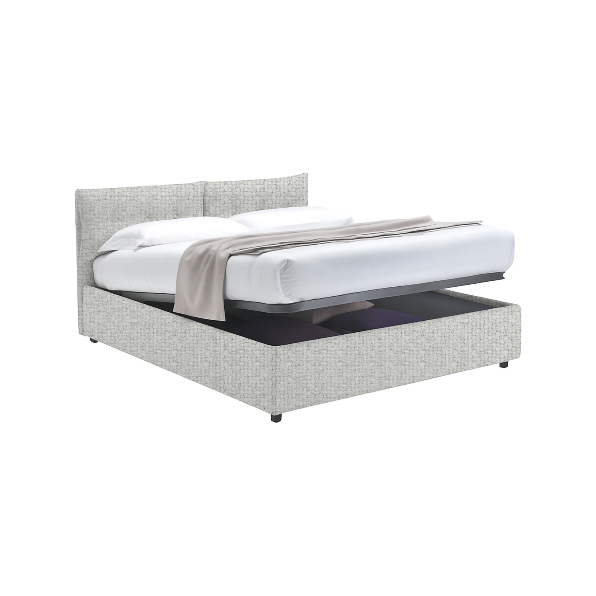 Leeds, Letto Piazza e Mezza Sfoderabile Made in Italy, Grigio Chiaro