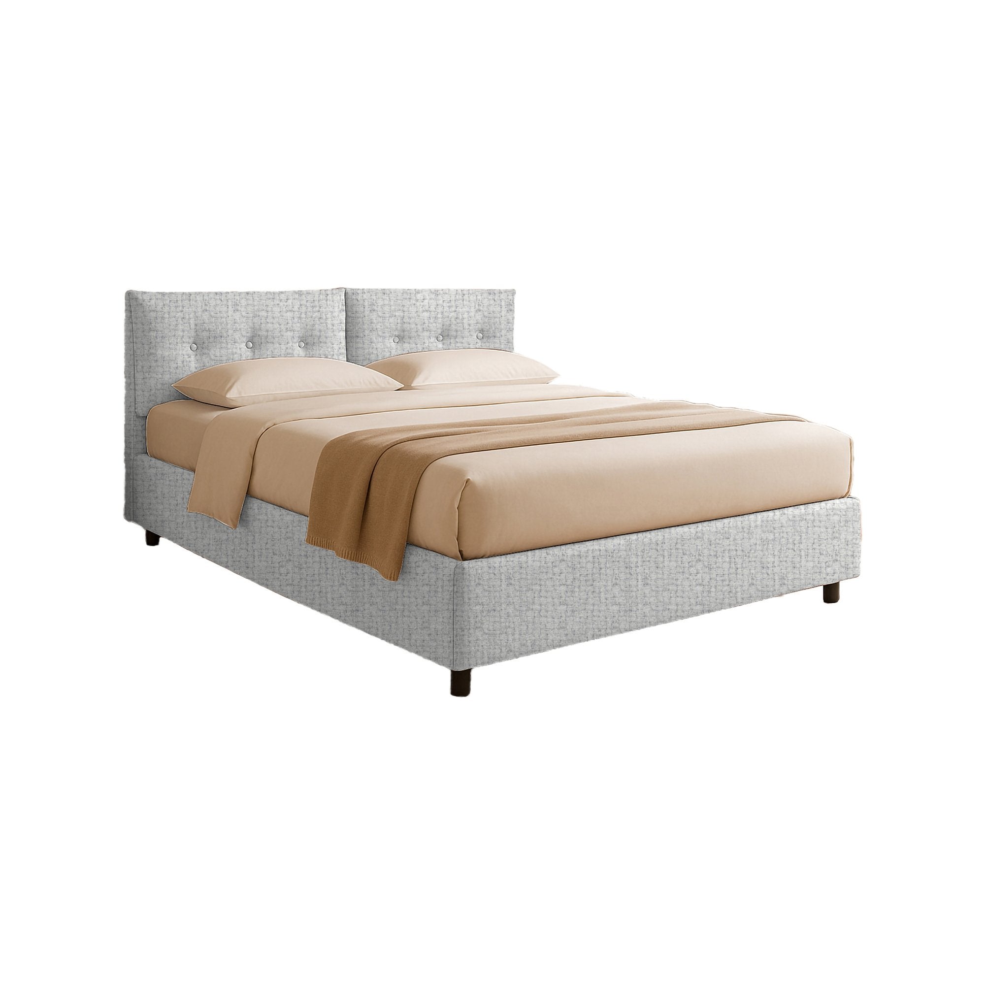 Leeds, Letto Piazza e Mezza Sfoderabile Made in Italy, Grigio Chiaro