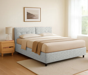 Derby, Letto Matrimoniale Sfoderabile Made in Italy, Grigio Chiaro