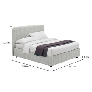 Reading, Letto Singolo Sfoderabile Made in Italy, Grigio Chiaro