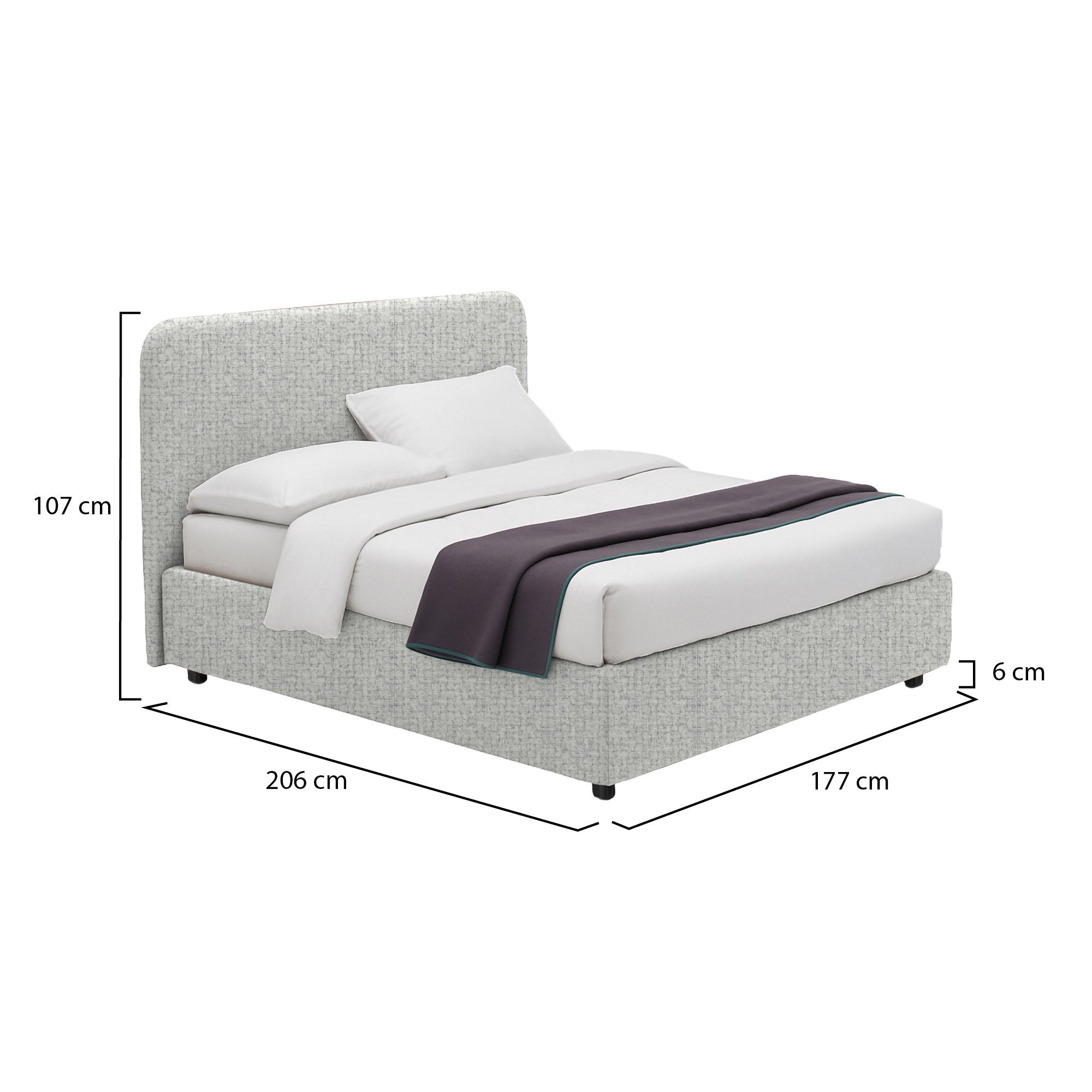 Bury, Letto Matrimoniale Sfoderabile Made in Italy, Grigio Chiaro