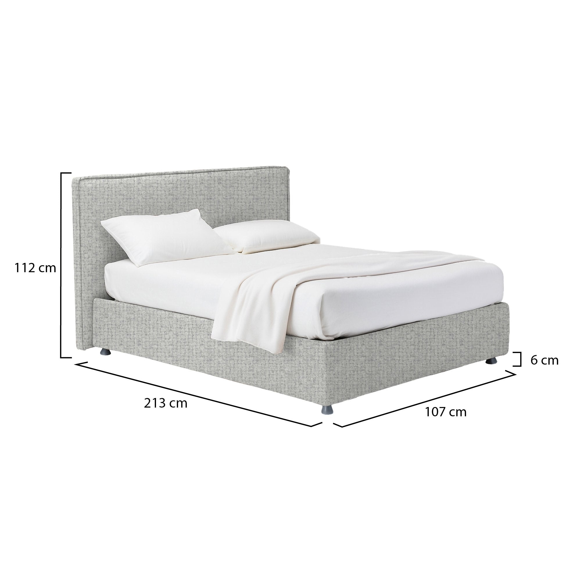 Rugby, Letto Singolo Sfoderabile Made in Italy, Grigio Chiaro