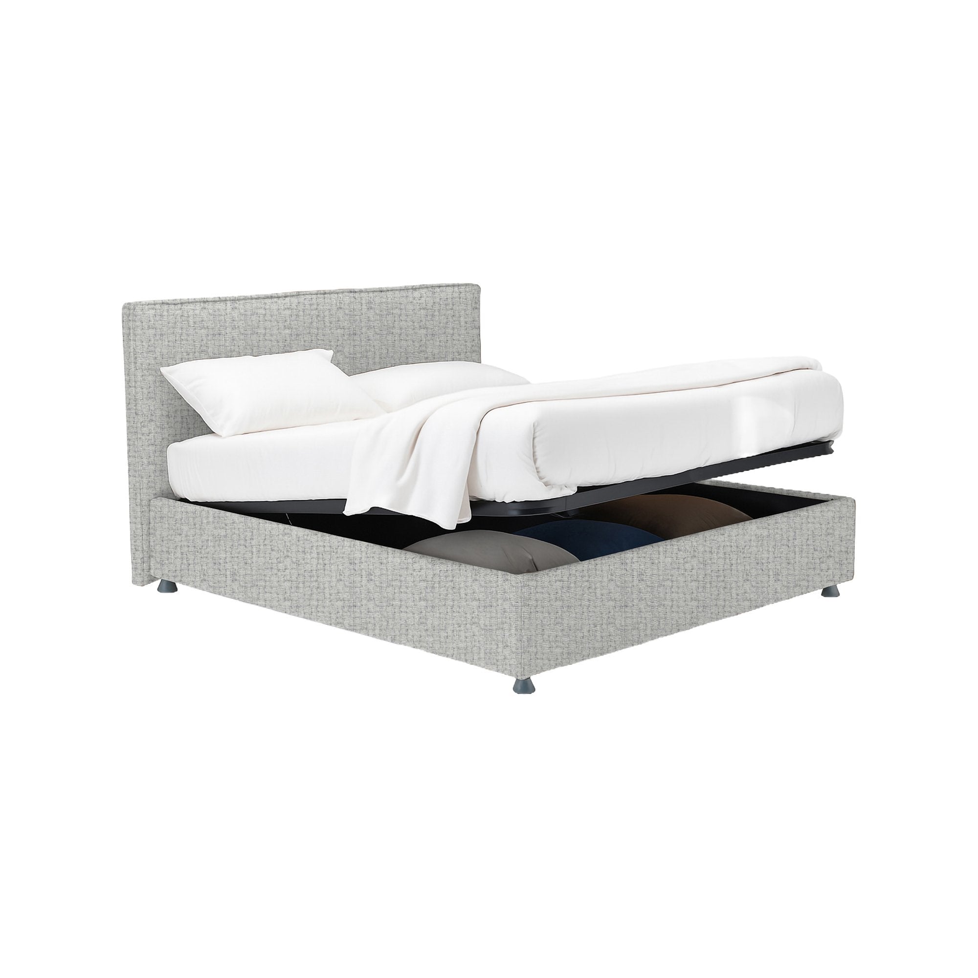 Harlow, Letto Piazza e Mezza Sfoderabile Made in Italy, Grigio Chiaro
