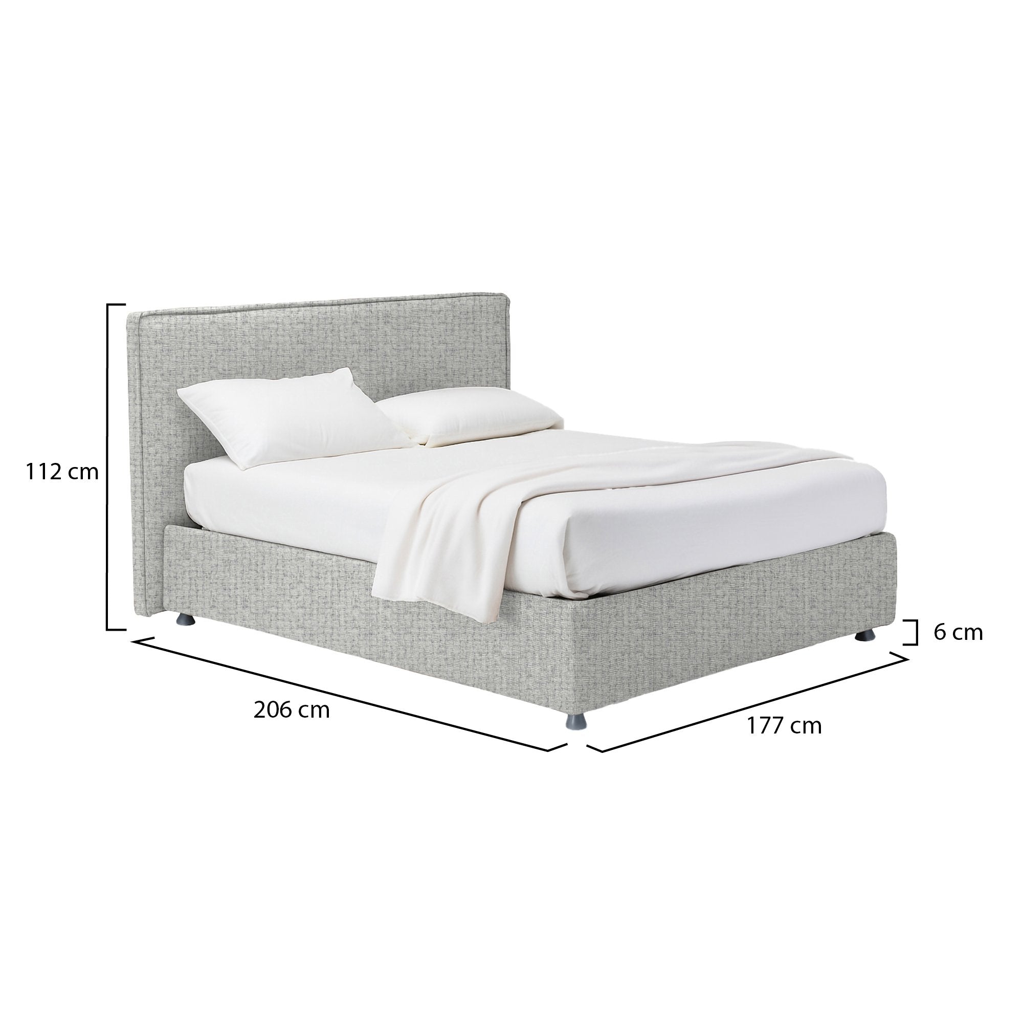 Widnes, Letto Matrimoniale Sfoderabile Made in Italy, Grigio Chiaro