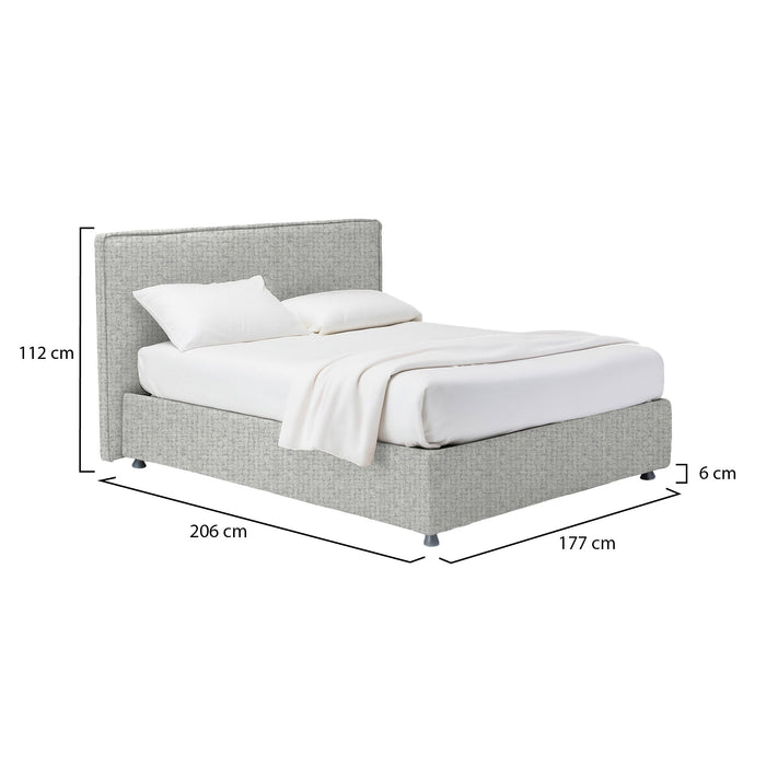 Widnes, Letto Matrimoniale Sfoderabile Made in Italy, Grigio Chiaro