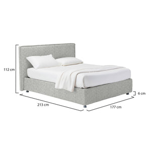 Lichfield, Letto Matrimoniale Sfoderabile Made in Italy, Grigio Chiaro