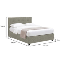 Luton, Letto Piazza e Mezza Sfoderabile Made in Italy, Grigio