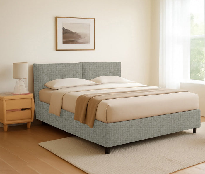 Leeds, Letto Piazza e Mezza Sfoderabile Made in Italy, Grigio