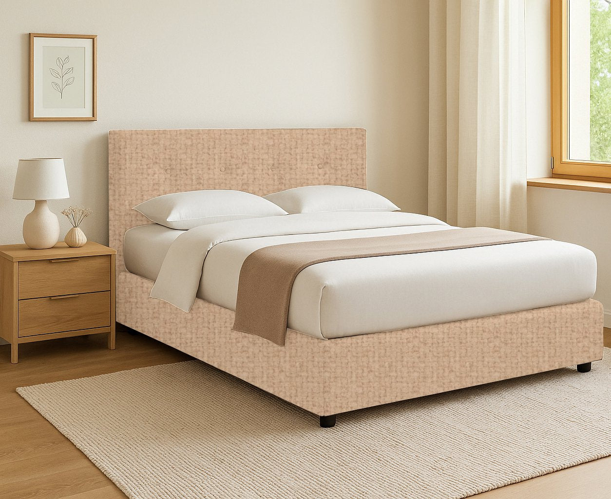 Ripon, Letto Singolo Sfoderabile Made in Italy, Beige