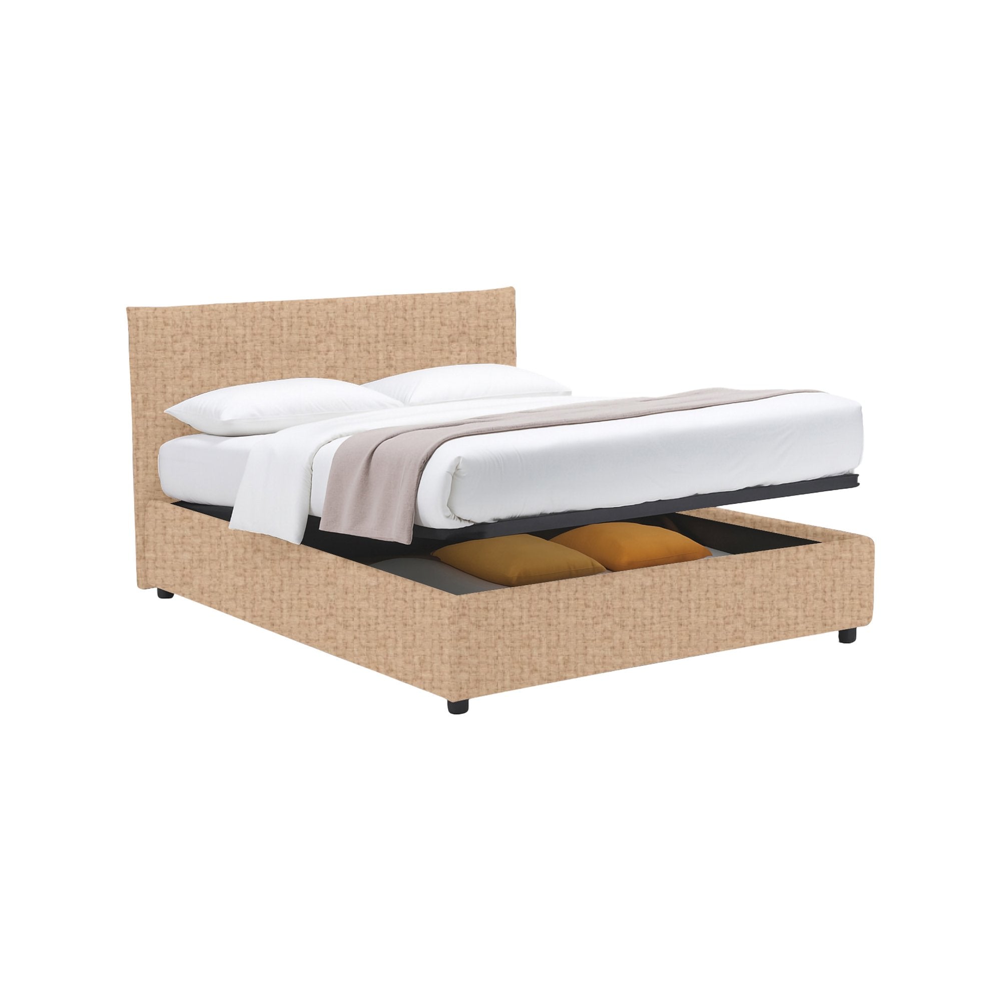 Luton, Letto Piazza e Mezza Sfoderabile Made in Italy, Beige
