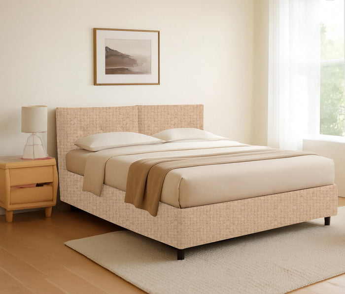 York, Letto Piazza e Mezza Sfoderabile Made in Italy, Beige