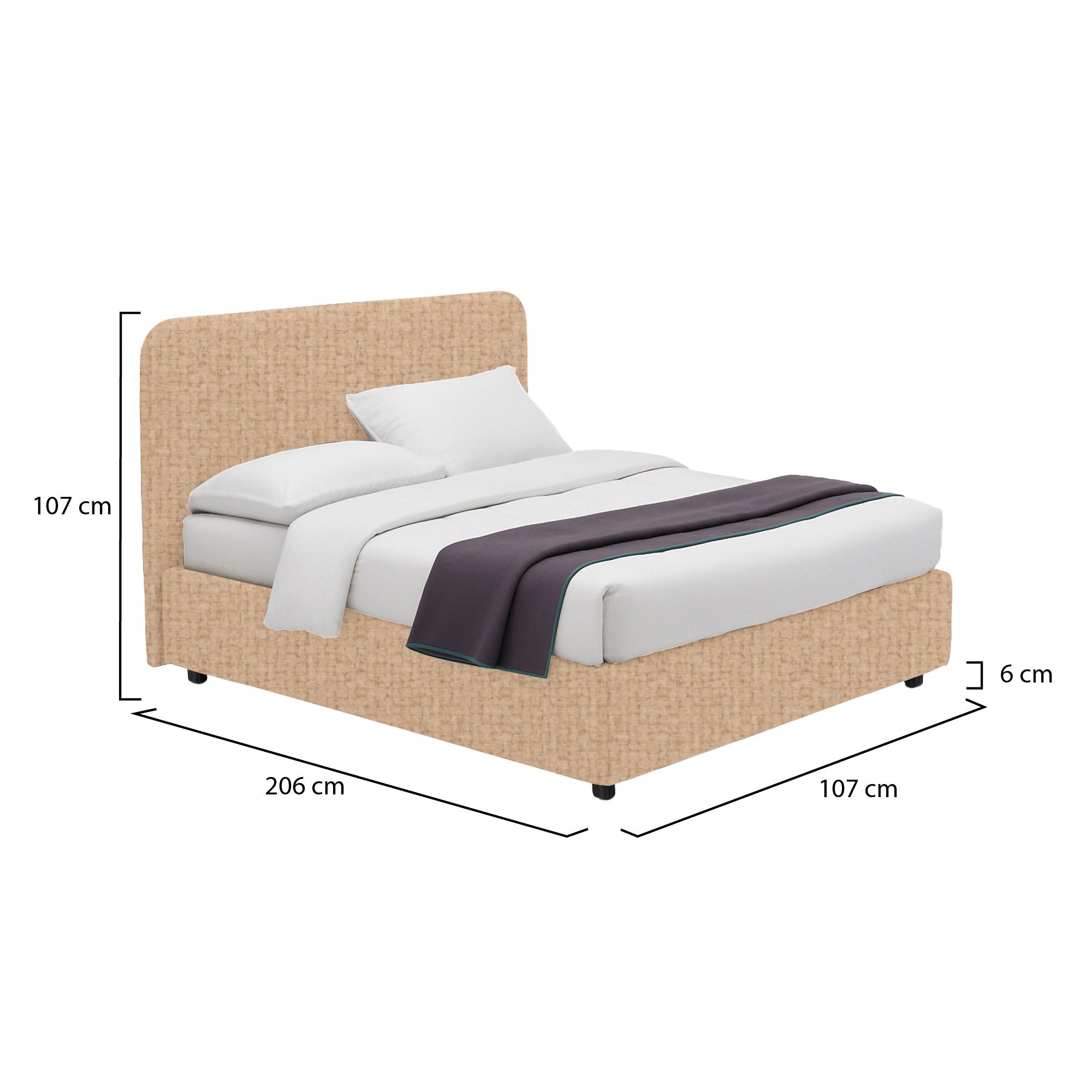 Reading, Letto Singolo Sfoderabile Made in Italy, Beige