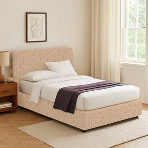 Slough, Letto Singolo Sfoderabile Made in Italy, Beige