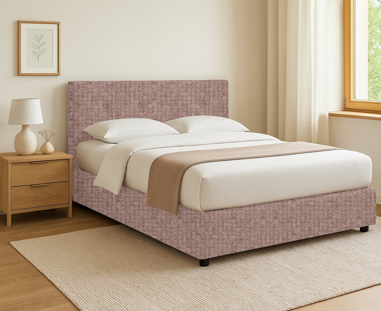 Ripon, Letto Singolo Sfoderabile Made in Italy, Rosa Antico