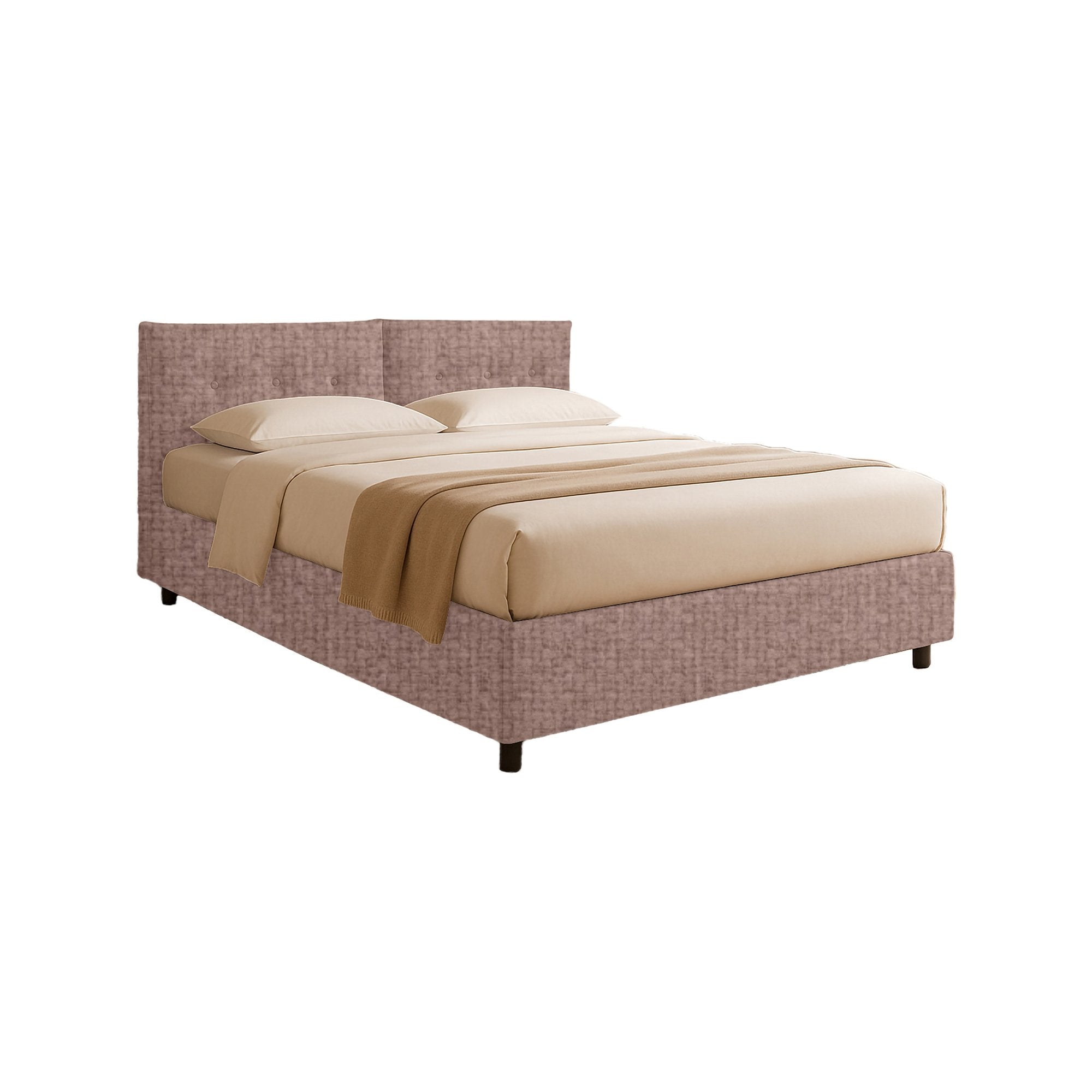 York, Letto Piazza e Mezza Sfoderabile Made in Italy, Rosa Antico