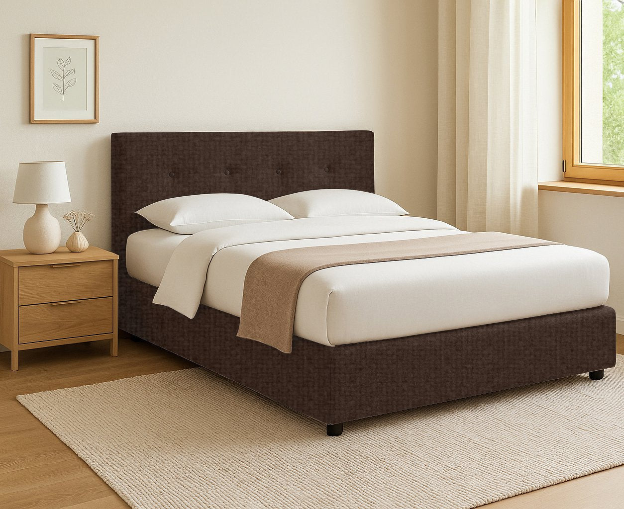 Ripon, Letto Singolo Sfoderabile Made in Italy, Marrone