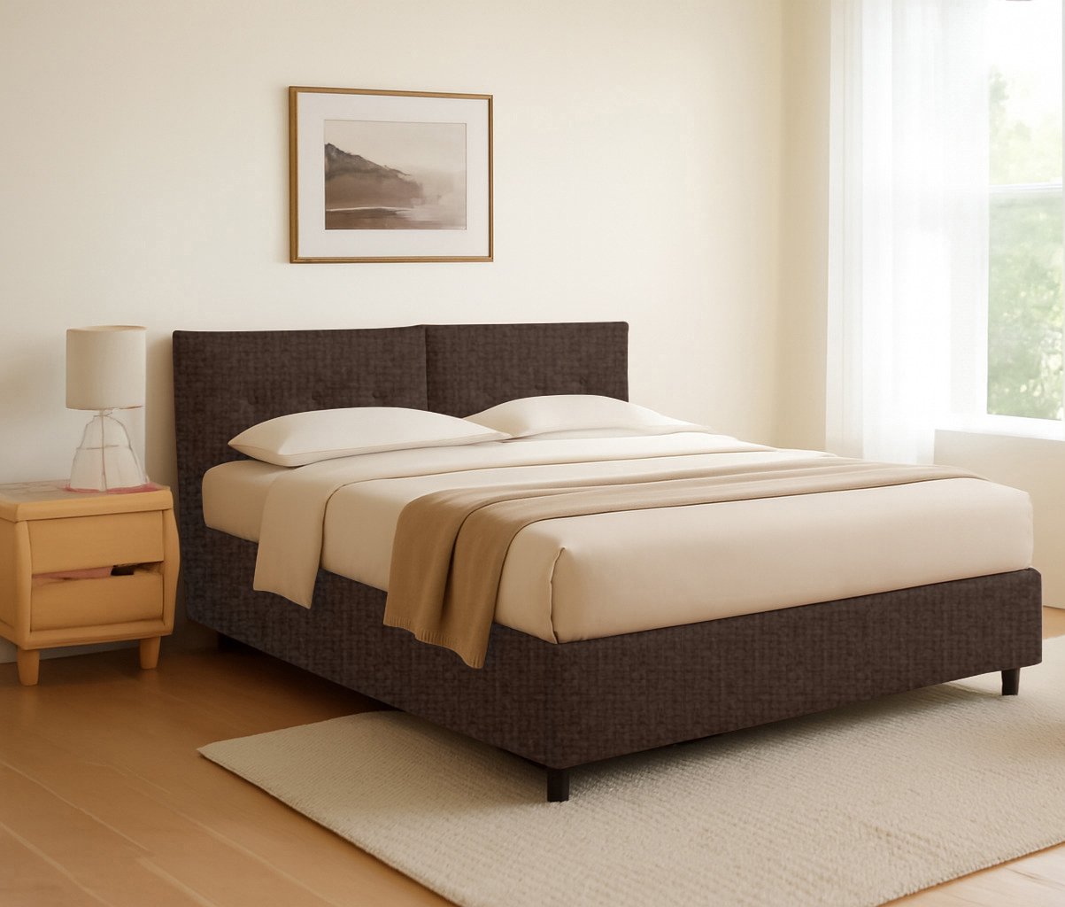 Leeds, Letto Piazza e Mezza Sfoderabile Made in Italy, Marrone