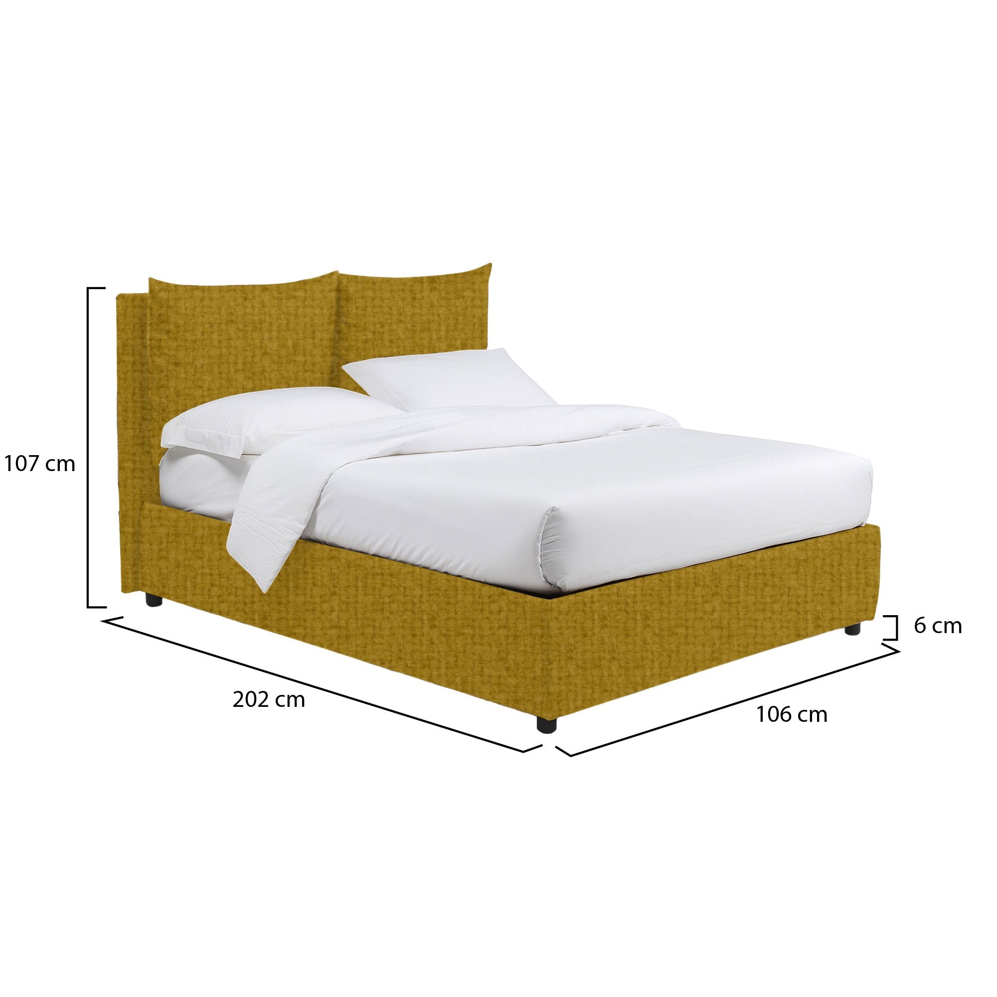 Penrith, Letto Singolo Sfoderabile Made in Italy, Giallo Ocra