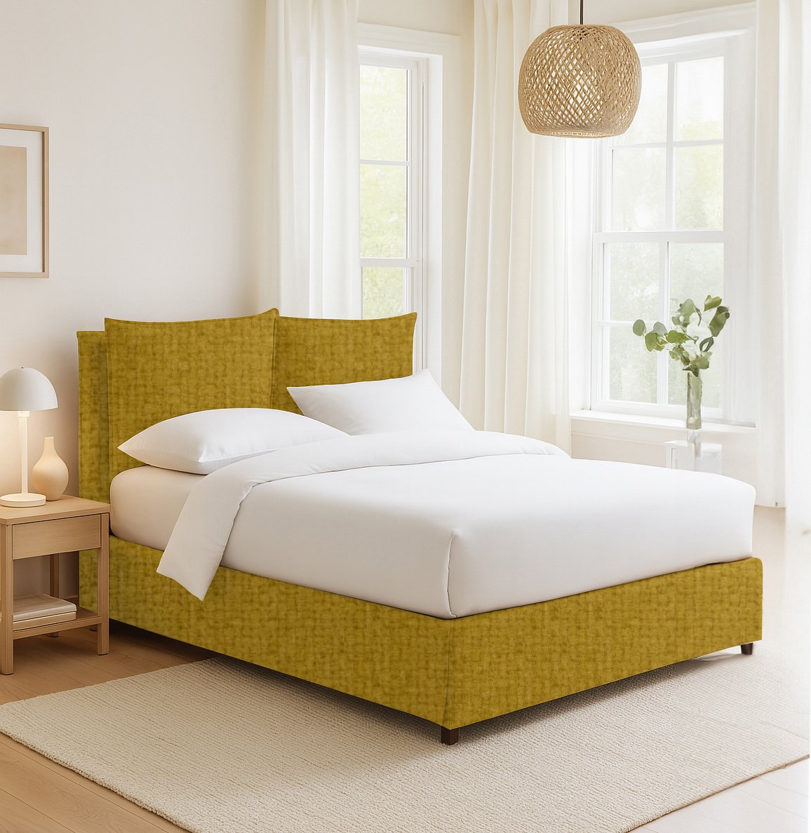 Penrith, Letto Singolo Sfoderabile Made in Italy, Giallo Ocra
