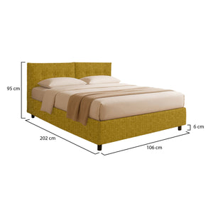 Exeter, Letto Singolo Sfoderabile Made in Italy, Giallo Ocra