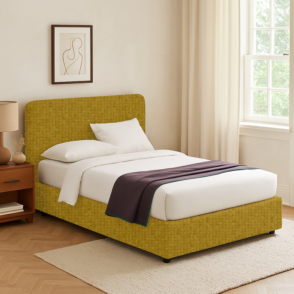 Poole, Letto Piazza e Mezza Sfoderabile Made in Italy, Giallo Ocra