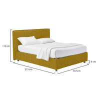 Harlow, Letto Piazza e Mezza Sfoderabile Made in Italy, Giallo Ocra
