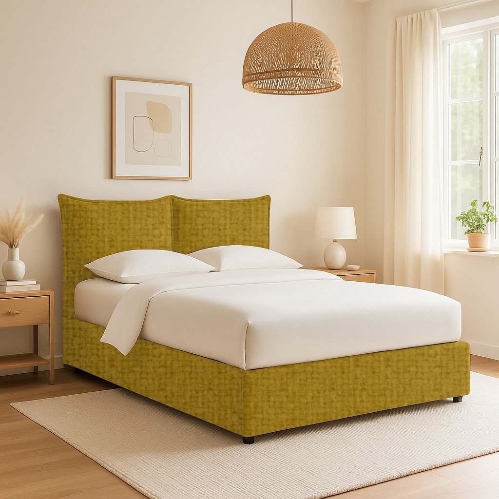 Uckfield, Letto Matrimoniale Sfoderabile Made in Italy, Giallo Ocra