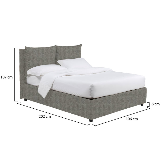 Penrith, Letto Singolo Sfoderabile Made in Italy, Grigio Cenere