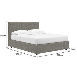 Dagenham, Letto Singolo Sfoderabile Made in Italy, Grigio Cenere