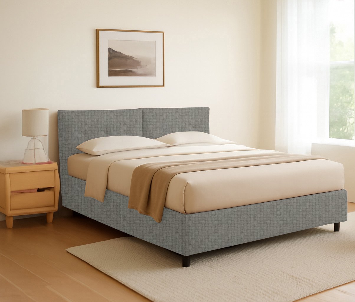 Leeds, Letto Piazza e Mezza Sfoderabile Made in Italy, Grigio Cenere