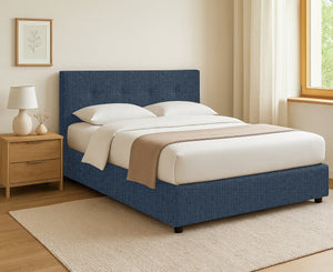 Luton, Letto Piazza e Mezza Sfoderabile Made in Italy, blu