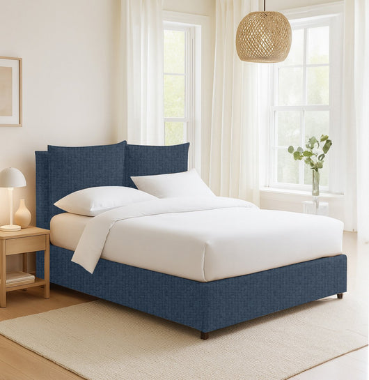 Falmouth, Letto Piazza e Mezza Sfoderabile Made in Italy, blu