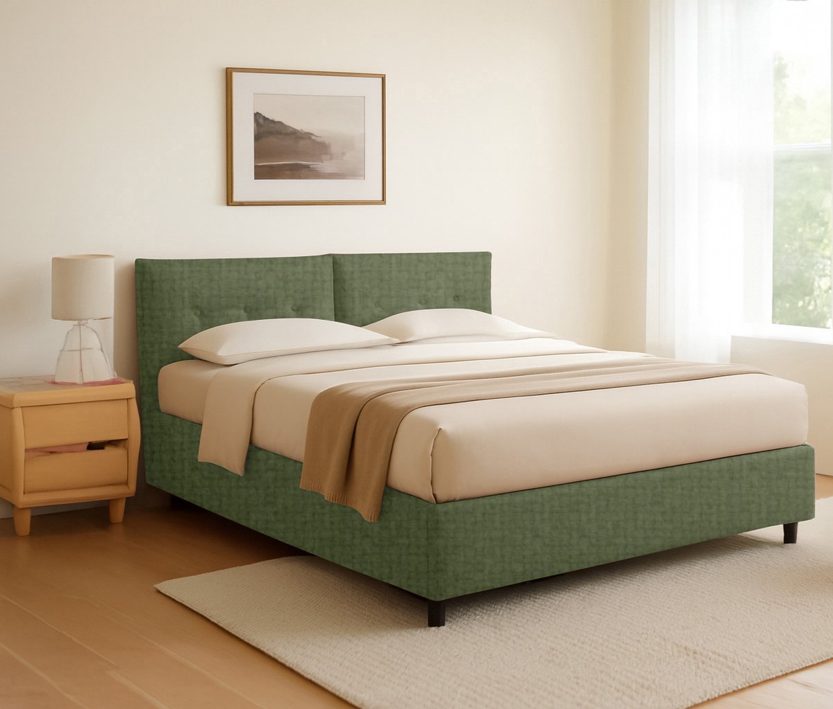 York, Letto Piazza e Mezza Sfoderabile Made in Italy, Verde