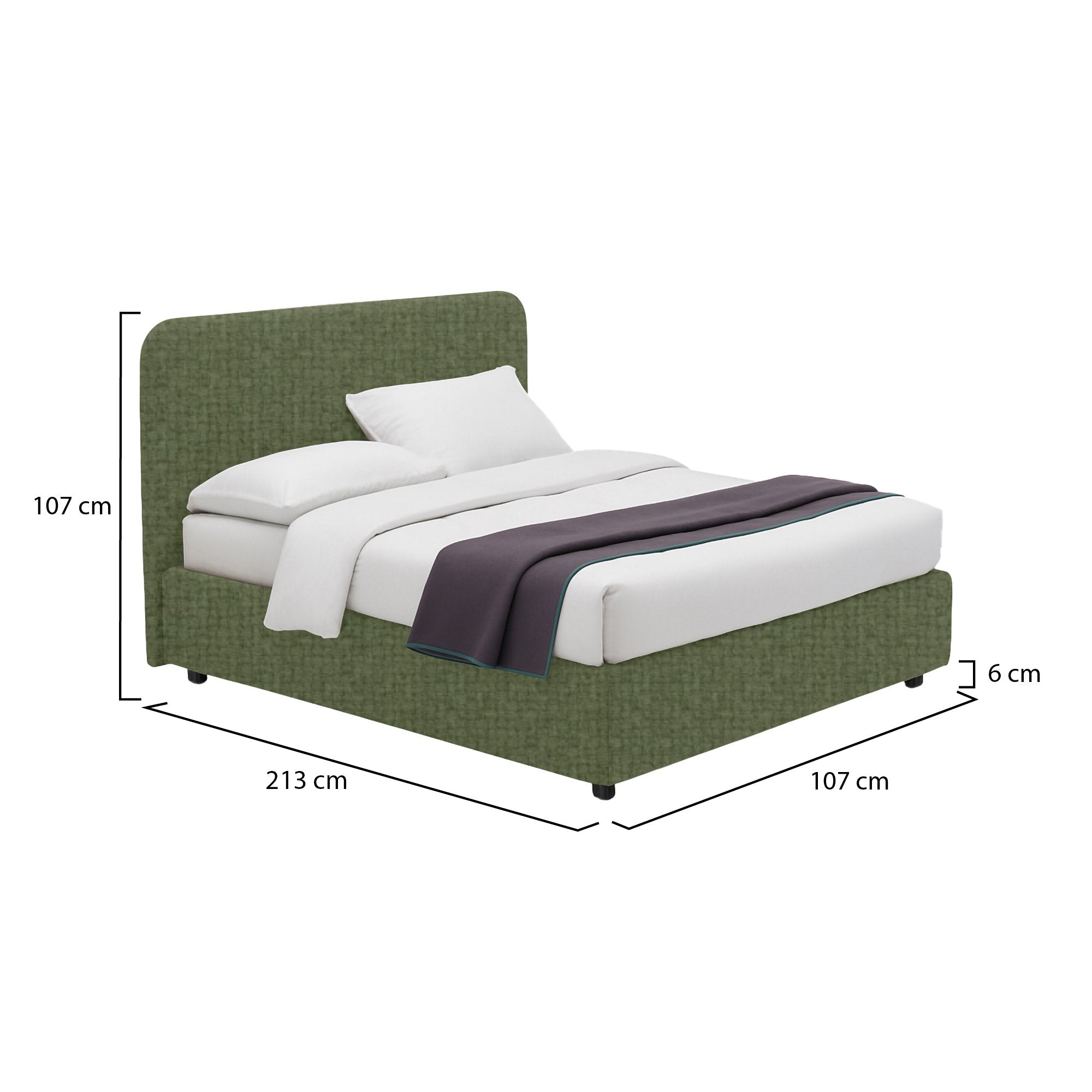 Slough, Letto Singolo Sfoderabile Made in Italy, Verde