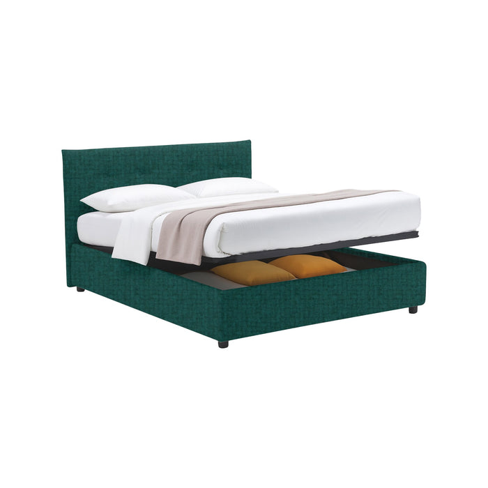 Preston, Letto Matrimoniale Sfoderabile Made in Italy, Verde Petrolio