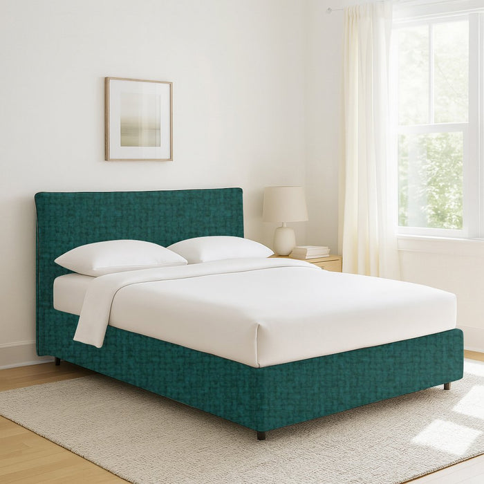 Oldham, Letto Piazza e Mezza Sfoderabile Made in Italy, Verde Petrolio