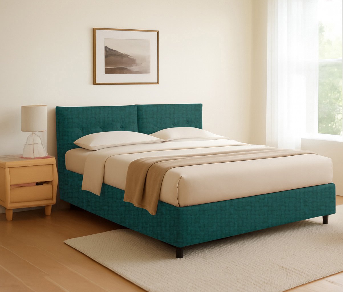 Truro, Letto Singolo Sfoderabile Made in Italy, Verde Petrolio