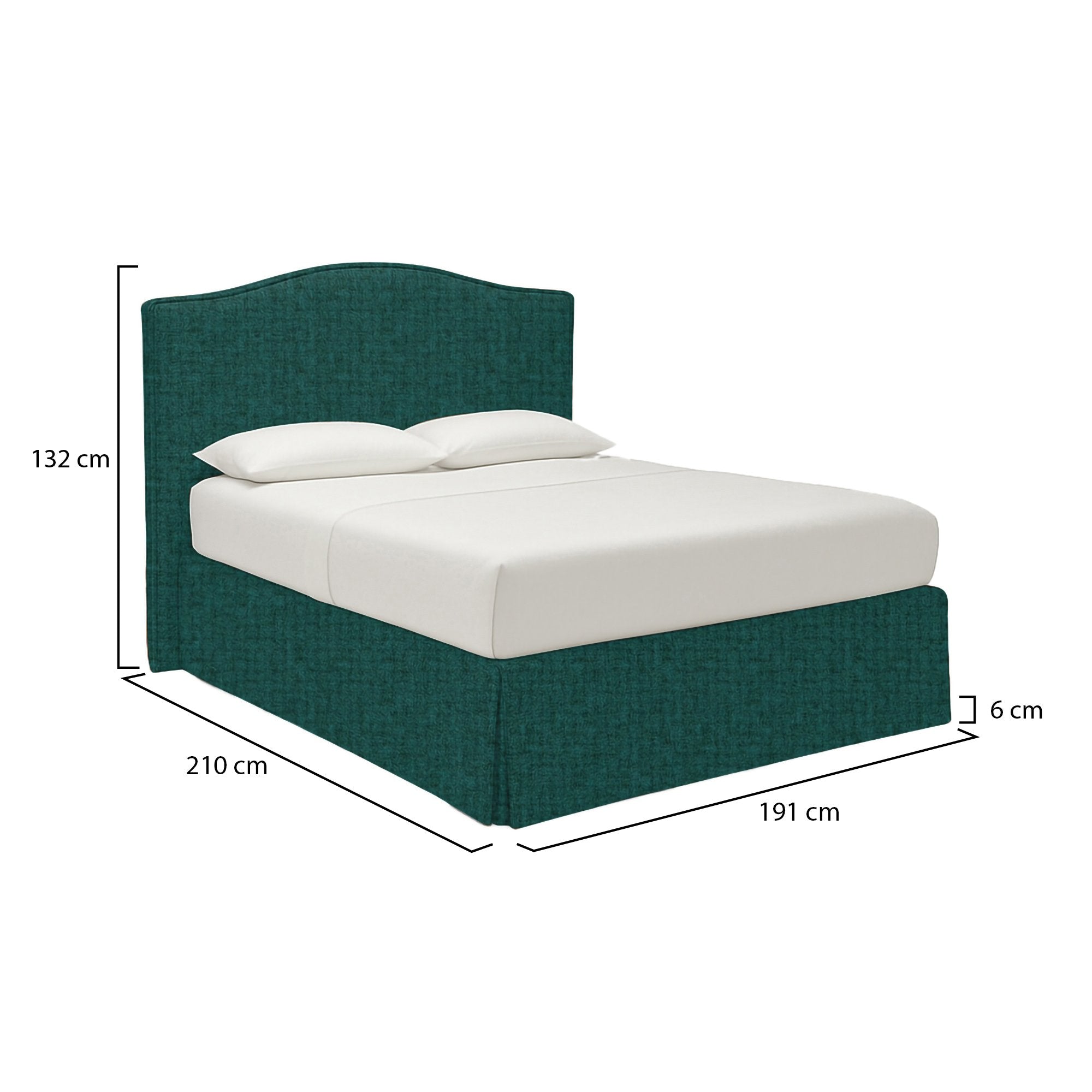 Bebington, Letto Matrimoniale Sfoderabile Made in Italy, Verde Petrolio