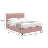 Ripon, Letto Singolo Sfoderabile Made in Italy, Rosa