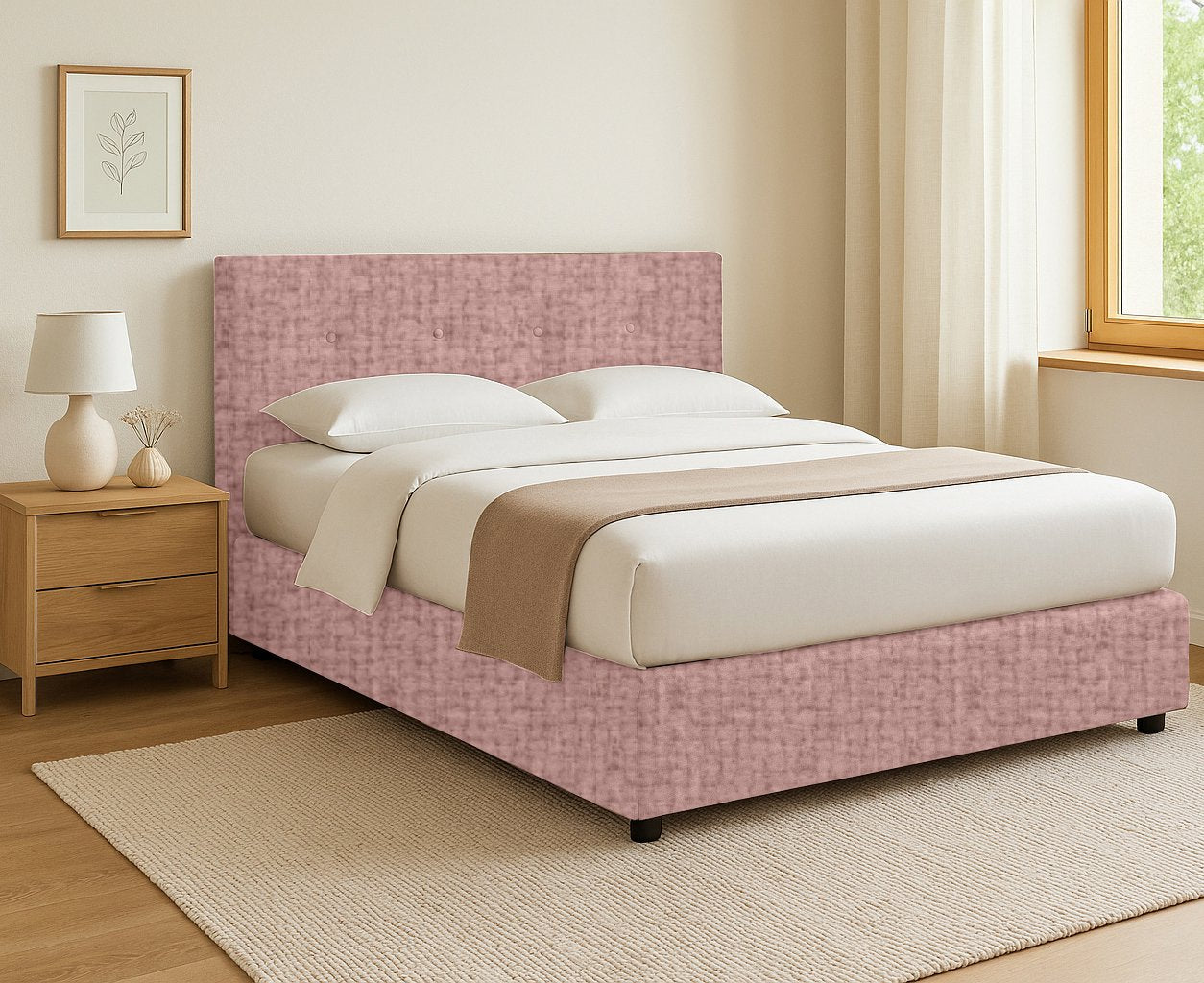 Ripon, Letto Singolo Sfoderabile Made in Italy, Rosa