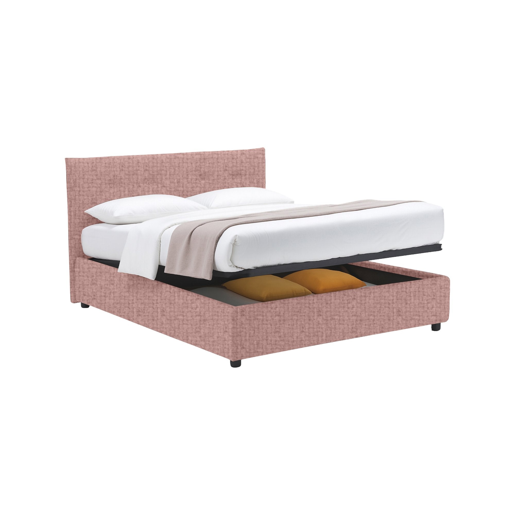 Luton, Letto Piazza e Mezza Sfoderabile Made in Italy, Rosa