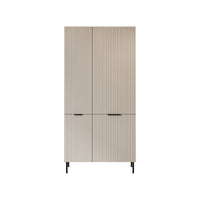 Guardaroba 2 ante Intelvi, Mobile multifunzionale con sei ripiani interni e una barra appendiabiti, Finitura effetto cannettato, 90x52 h185 cm, Beige