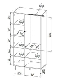 Guardaroba 2 ante Intelvi, Mobile multifunzionale con sei ripiani interni e una barra appendiabiti, Finitura effetto cannettato, 90x52 h185 cm, Beige