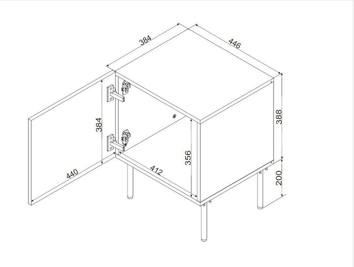Crecchio, Comodino un Ripiano, 45x39x59h cm Bianco