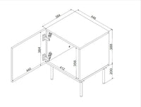 Set di 2 comodini Crecchio, Comò basso con anta battente e vano interno, Finitura effetto liscio con dettaglio geometrico, 45x39 h59 cm, Bianco
