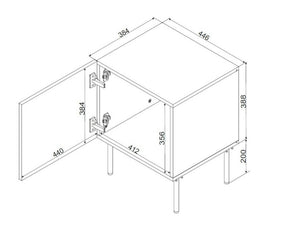 Crecchio, Comodino un Ripiano, 45x39x59h cm Nero